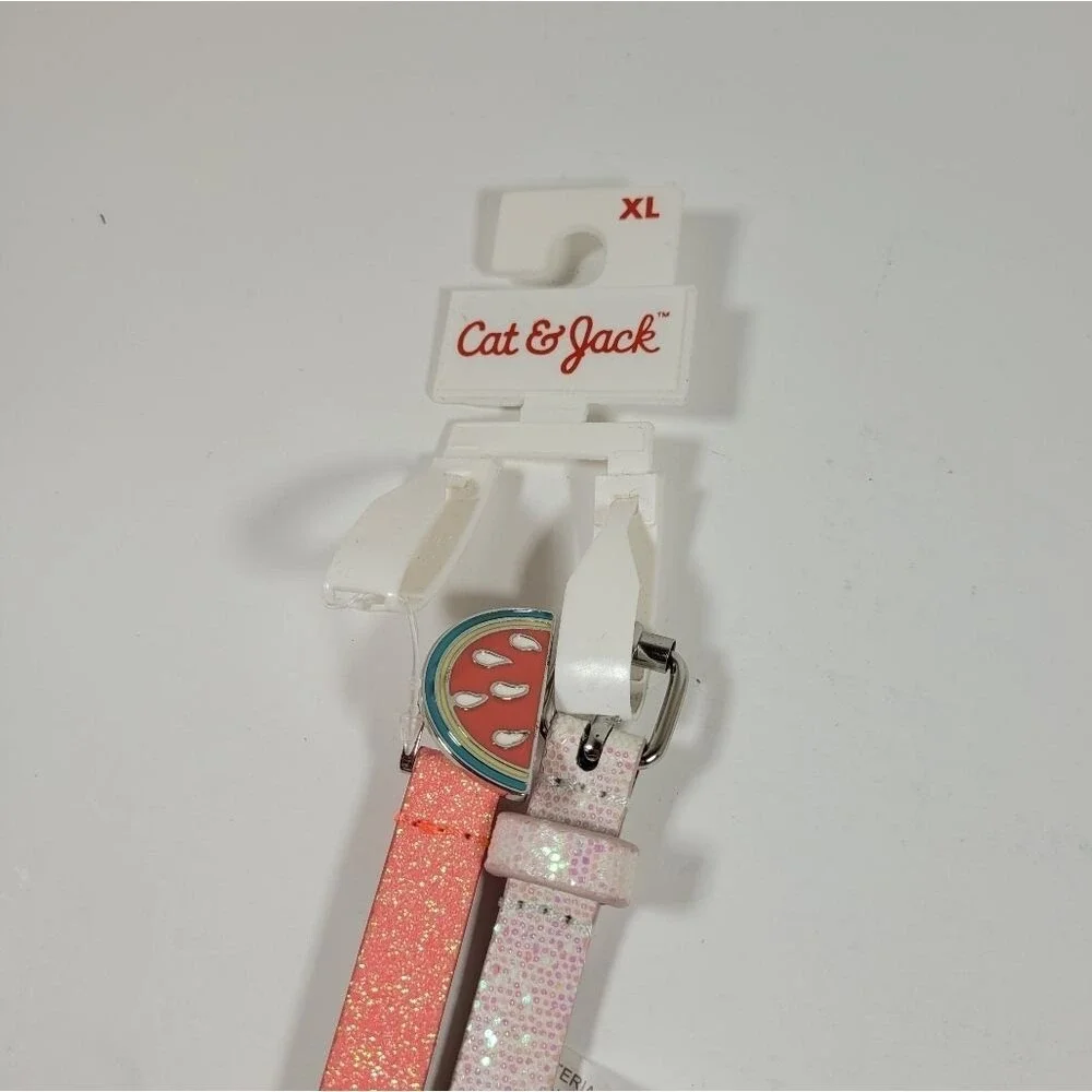 Cat & Jack Girls Belts Lot (Includes 2‎ sets, 4 belts total) 2 White & 2 Pink